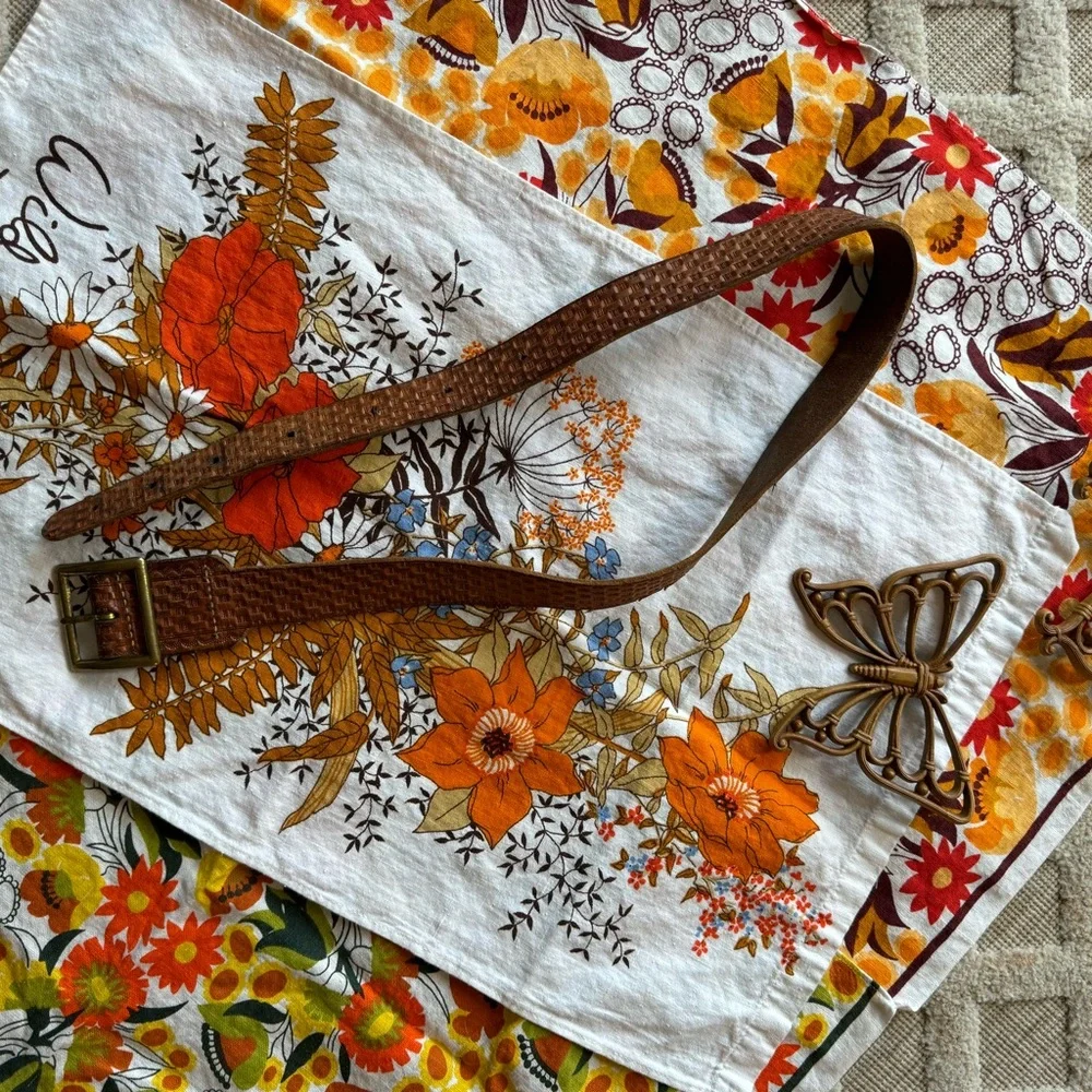 Vintage Brown Checkered Embossed Leather Belt Size 38 Made In Palmer Alaska